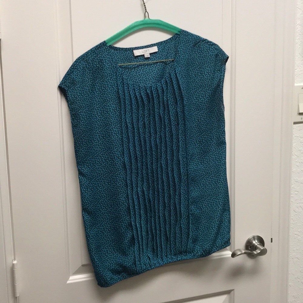 Teal Loft pleated bubble top